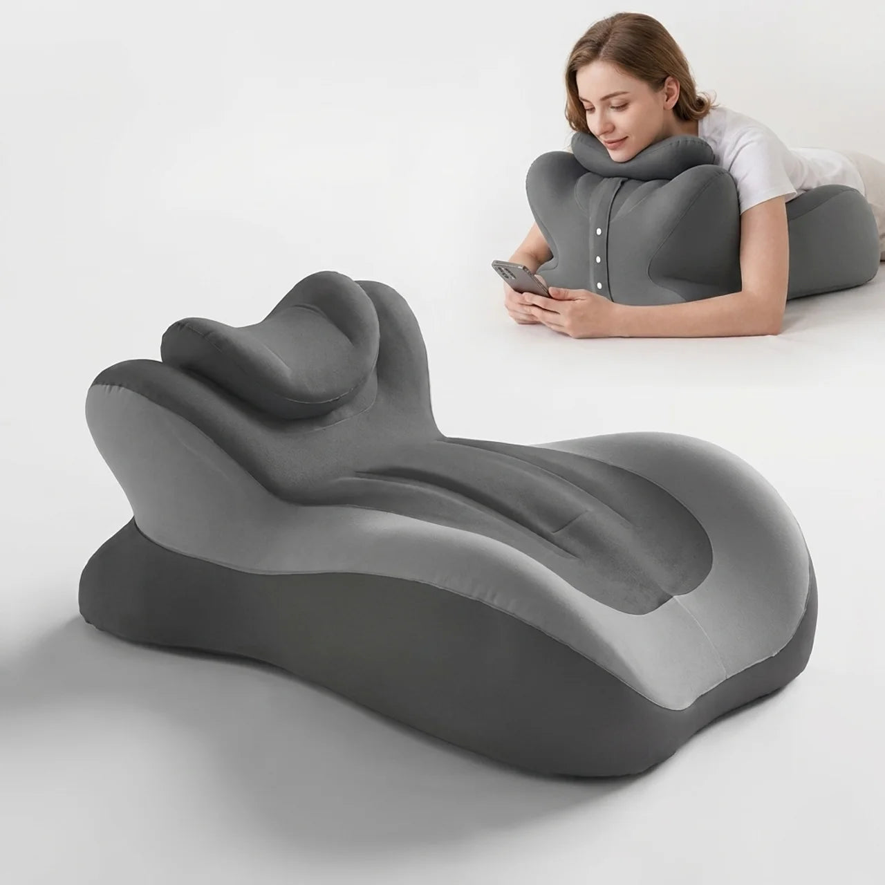 Coussin Multifonction Ergonomique Lit et Couple Soutien Dos Nuque et Poitrine
