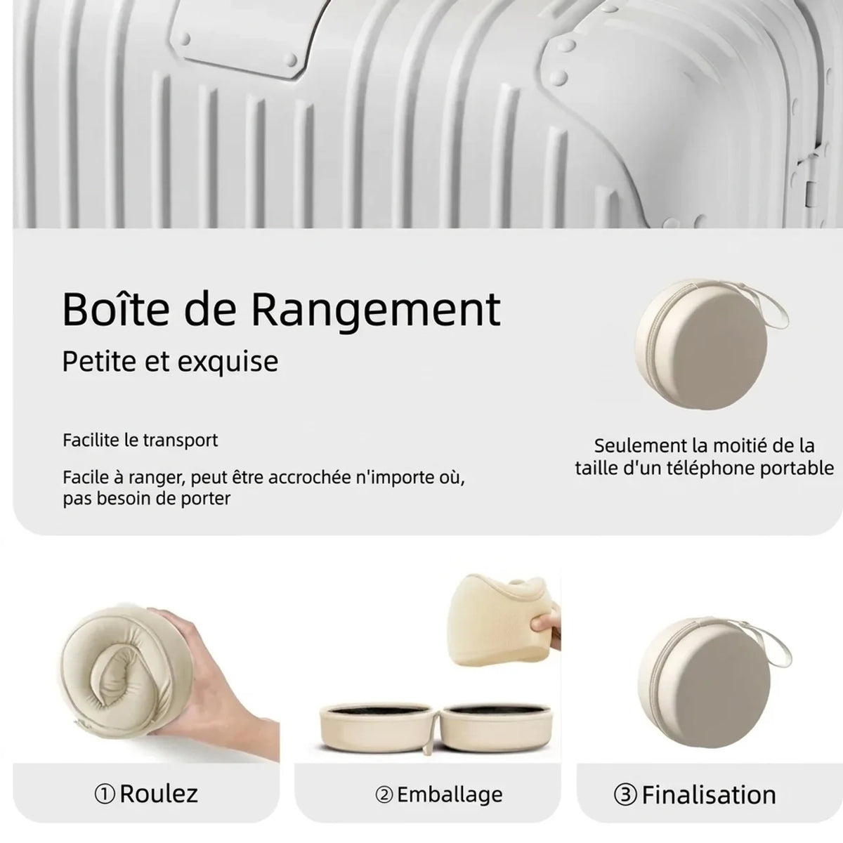 Coussin cervical de voyage en U à mémoire de forme avec housse lavable