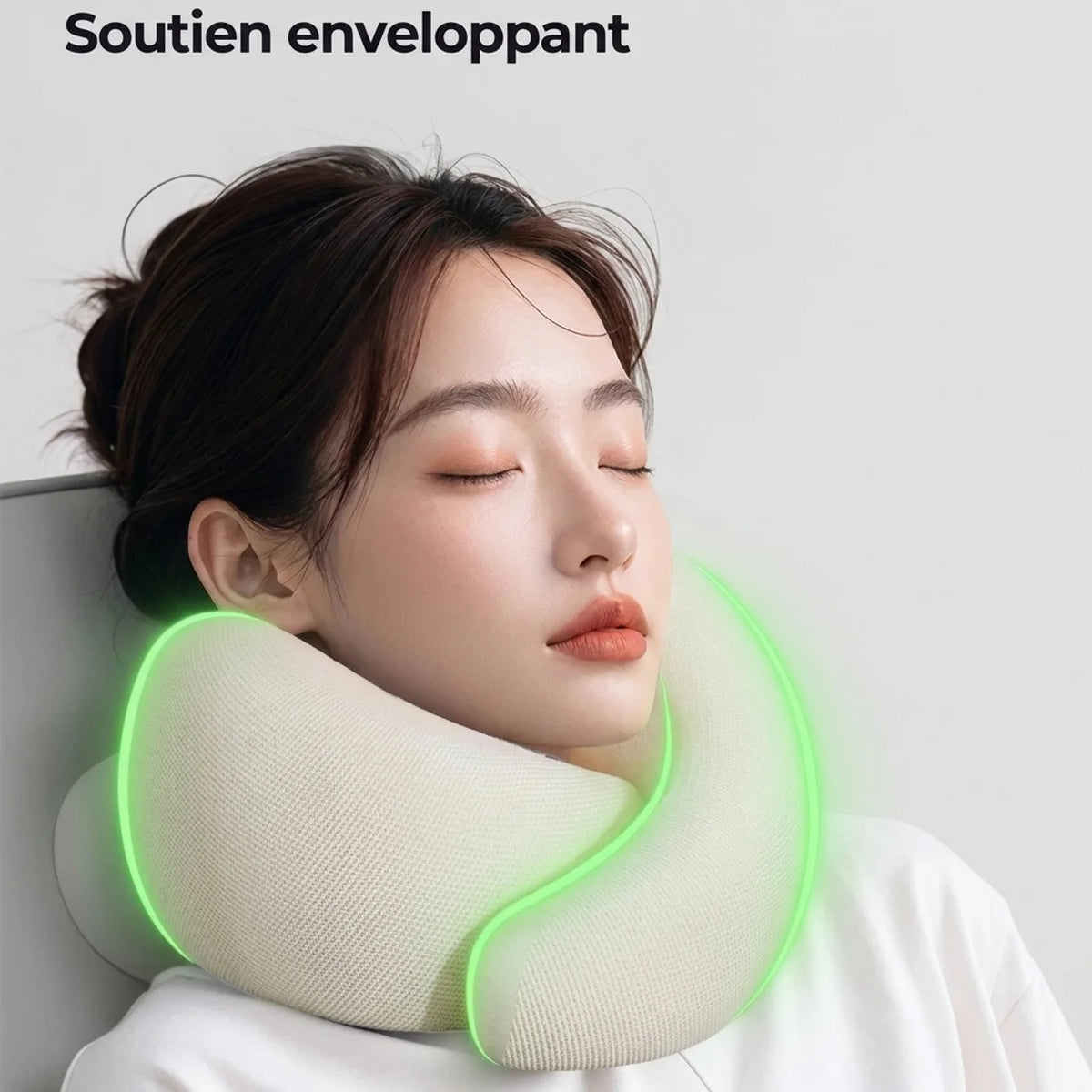 Coussin cervical de voyage en U à mémoire de forme avec housse lavable