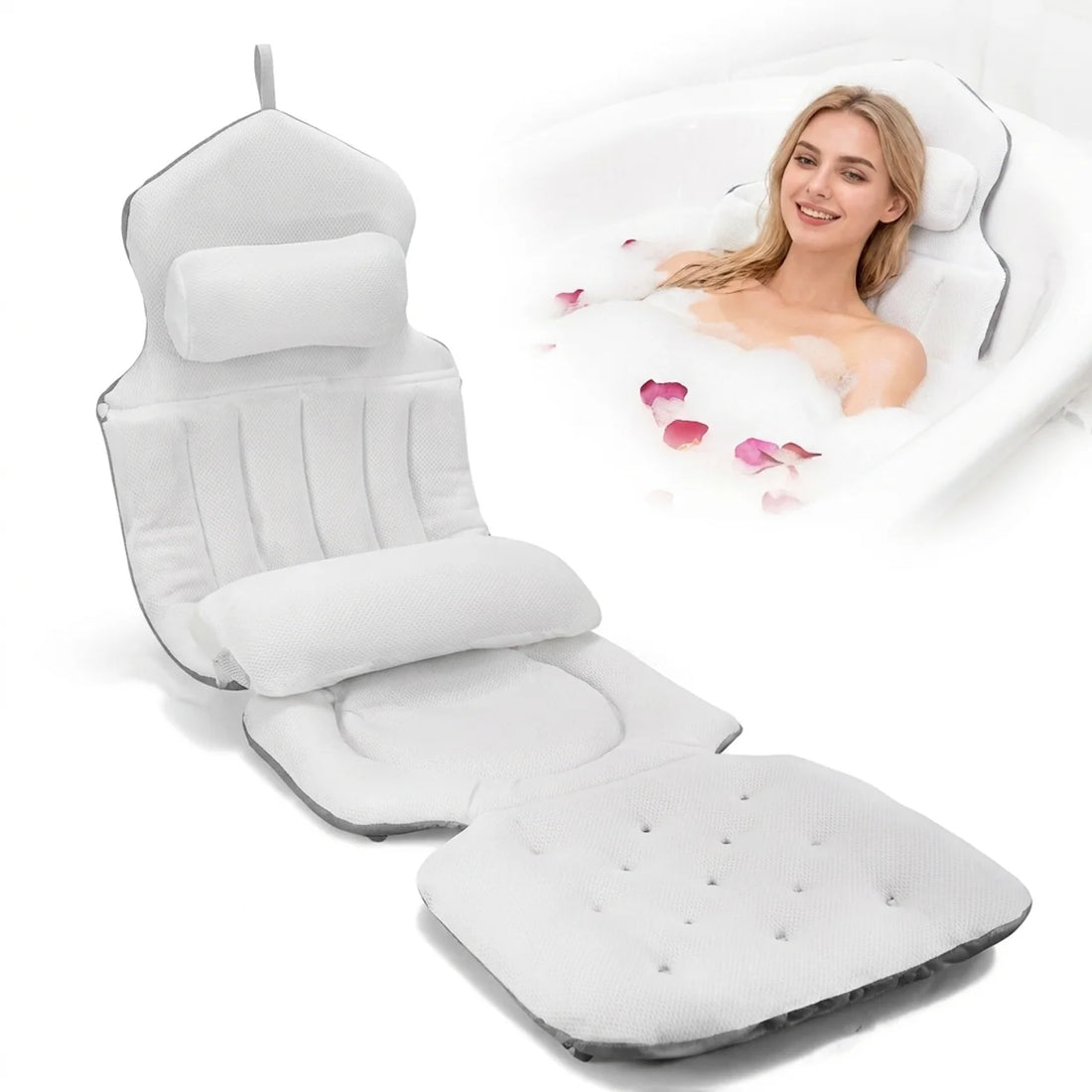 Coussin de Bain Intégral Luxe Spa Appui-Tête Ergonomique & Soutien Lombaire