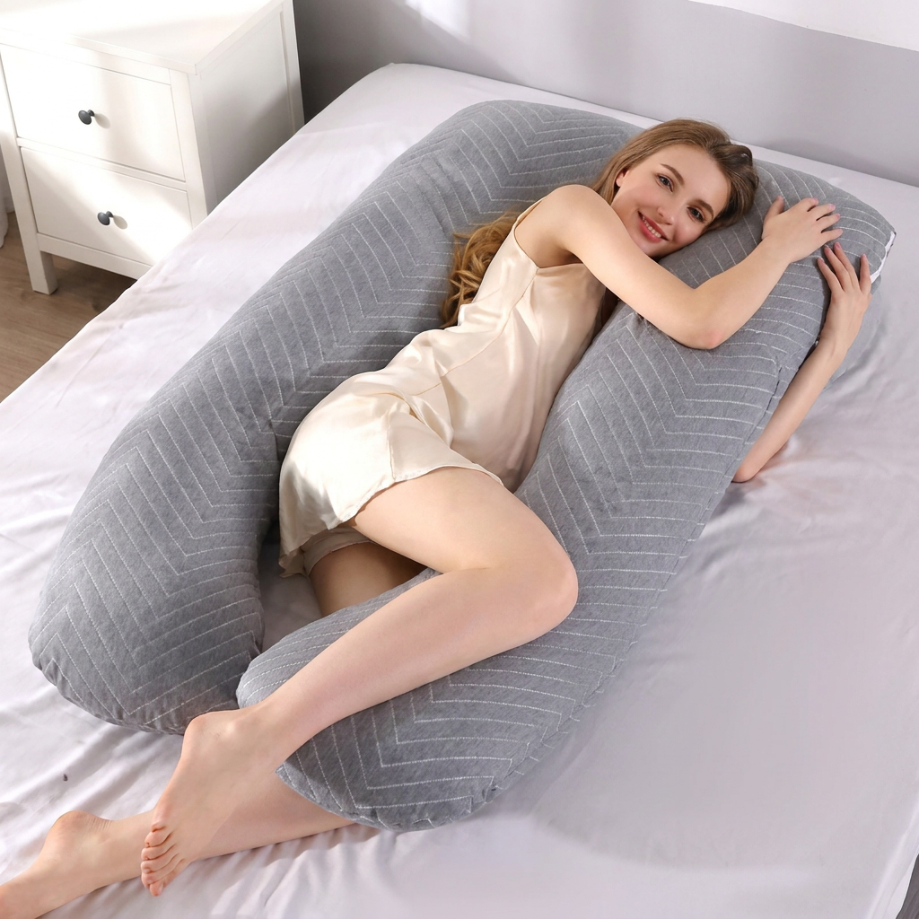 Coussin de Grossesse en U 115 × 55 cm Oreiller de Maternité Ergonomique