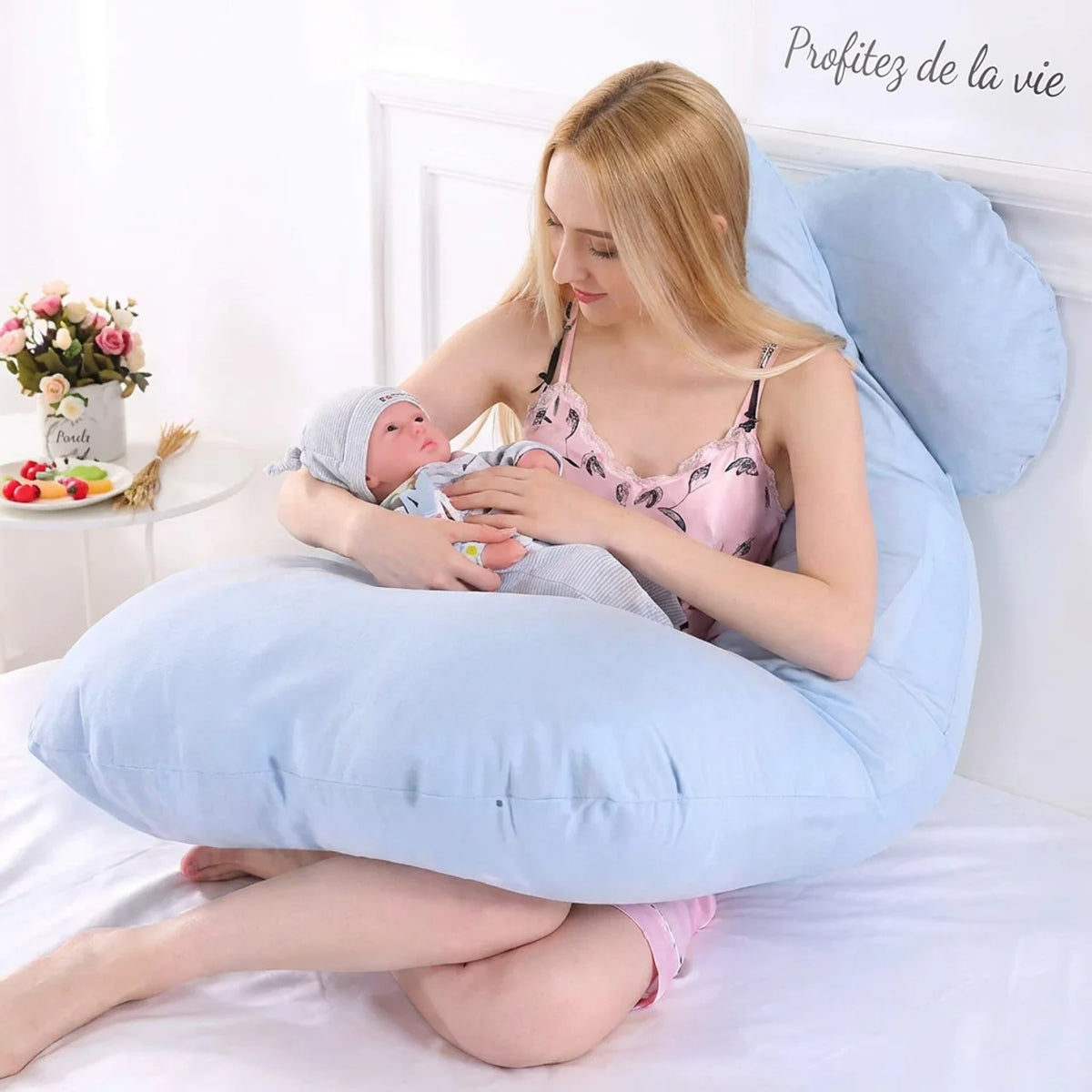 Coussin de Grossesse en U 115 × 55 cm Oreiller de Maternité Ergonomique