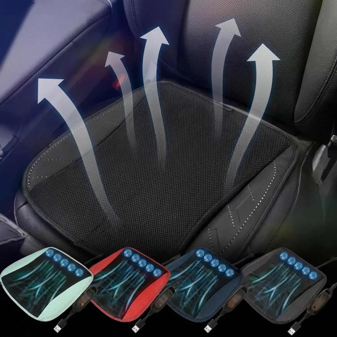Coussin de Siège Rafraîchissant USB à 5 Ventilateurs