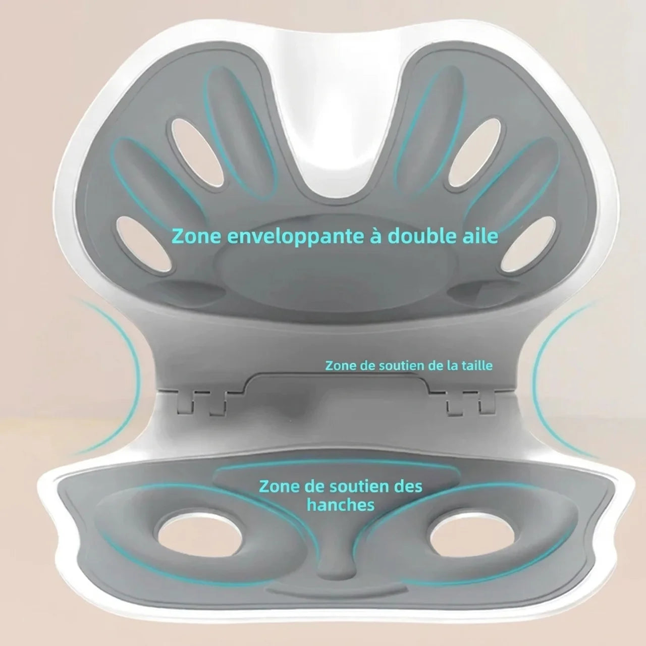 Coussin de Soutien Lombaire Ergonomique Respirant Support Taille et Assise