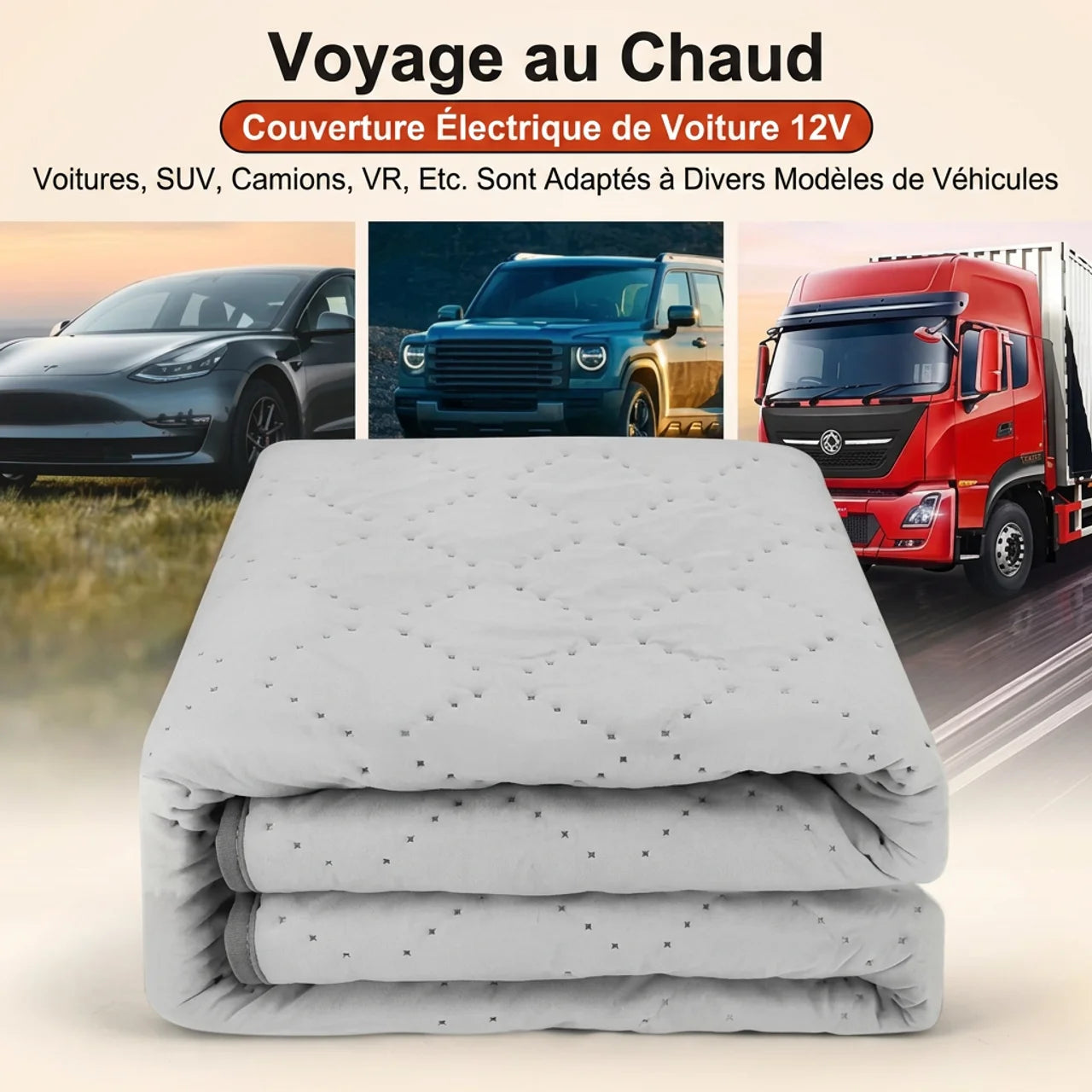 Couverture Chauffante 12V pour Voiture Hiver pour Camping Car et Camions