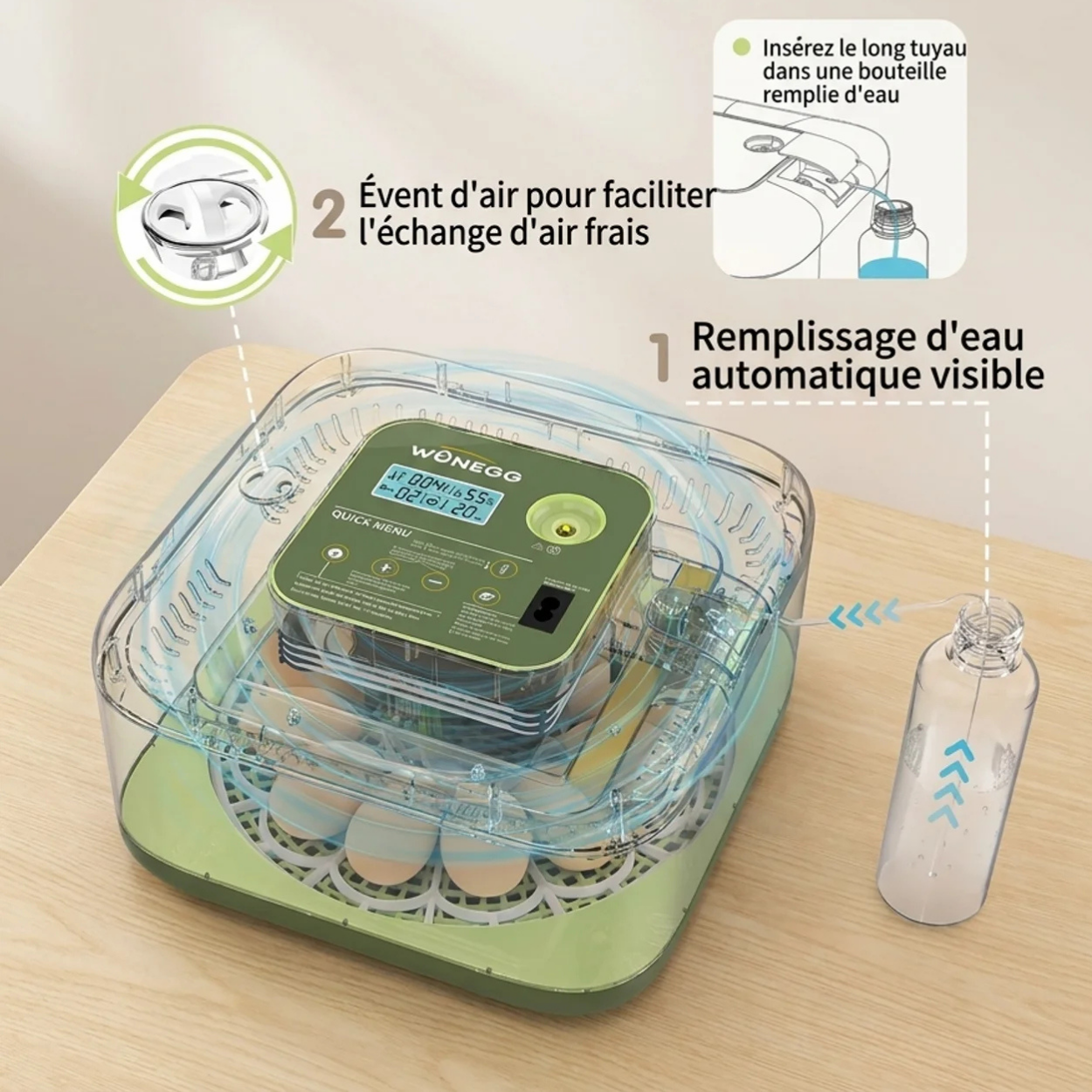 Couveuse Automatique 12 Œufs avec Retournement Automatique