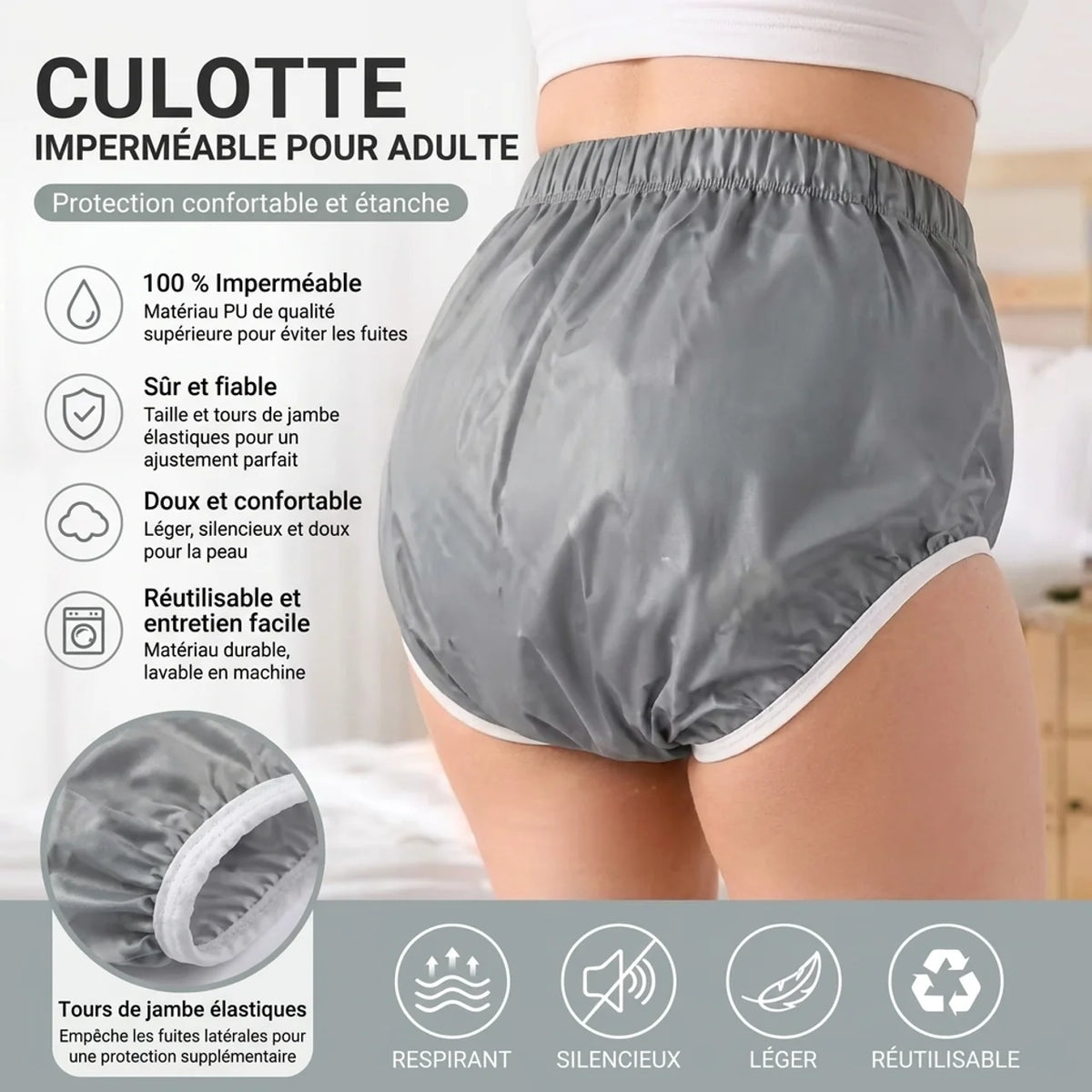 Culotte anti-fuites lavable pour adulte