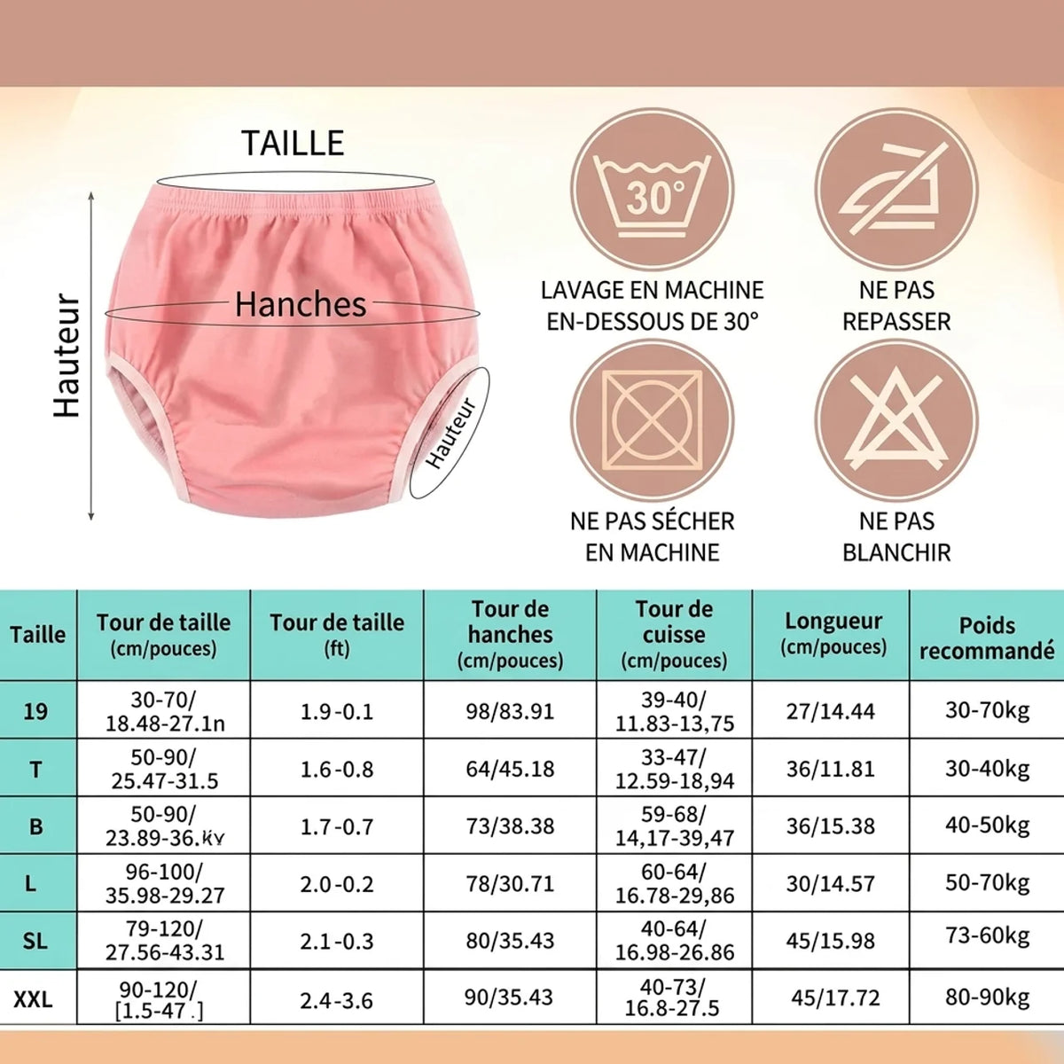 Culotte anti-fuites lavable pour adulte