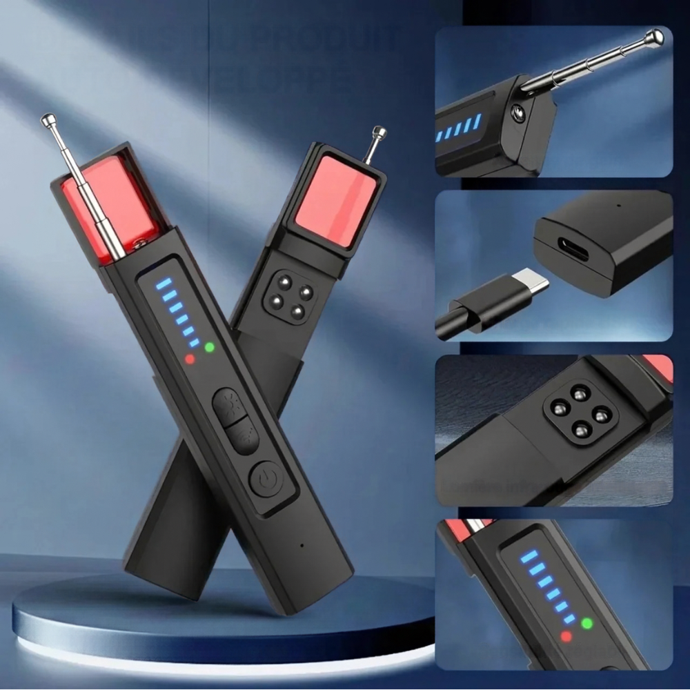 Détecteur 6-en-1 de caméras cachées traceurs GPS et signaux RF
