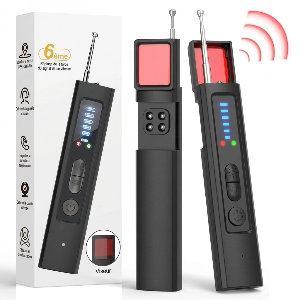 Détecteur 6-en-1 de caméras cachées traceurs GPS et signaux RF
