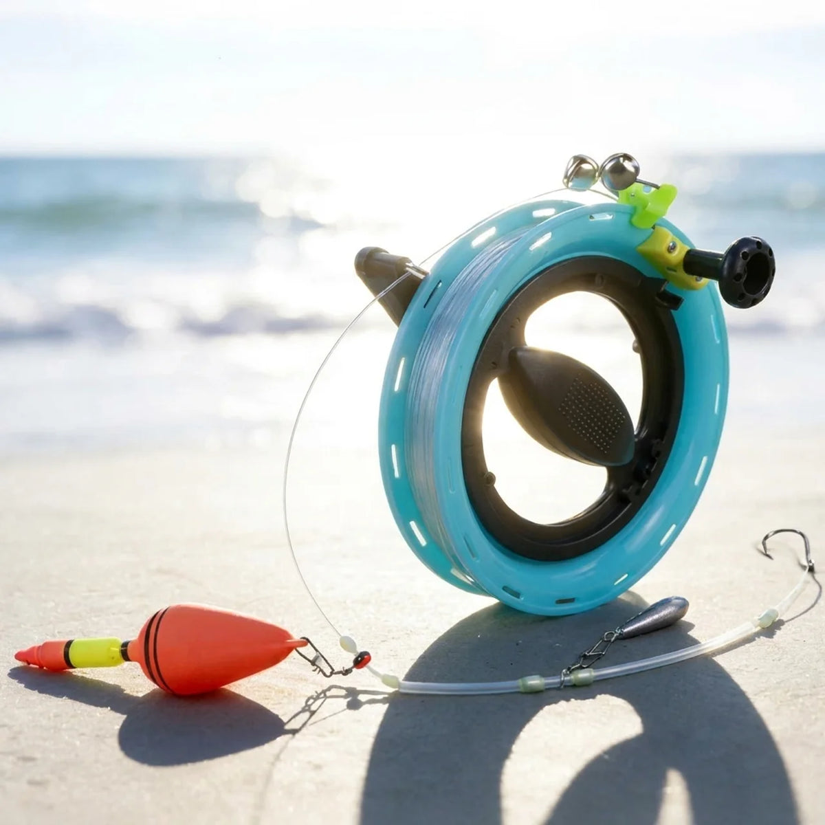 Dévidoir de pêche à main portable avec flotteur et hameçon pour pêche en mer
