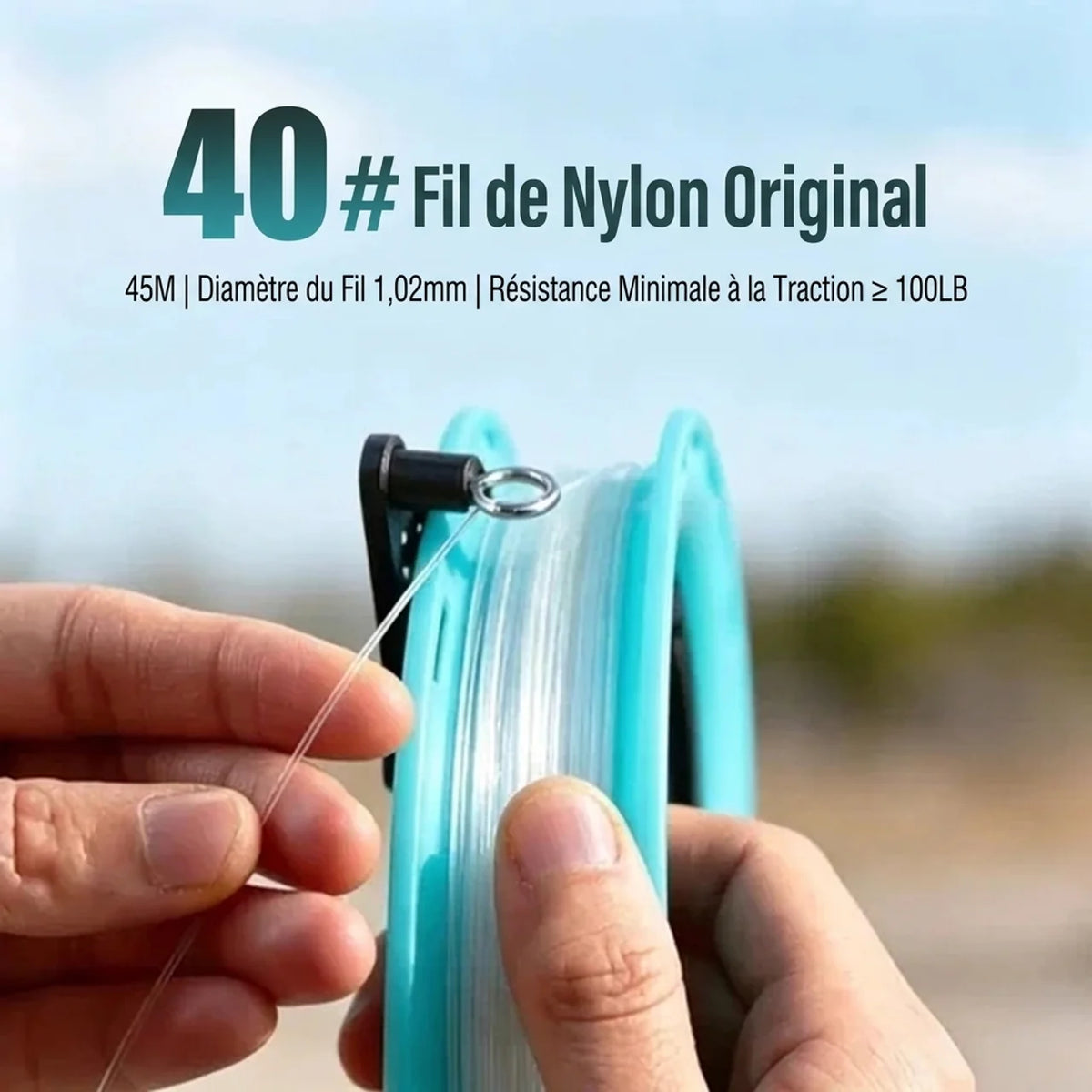 Dévidoir de pêche à main portable avec flotteur et hameçon pour pêche en mer