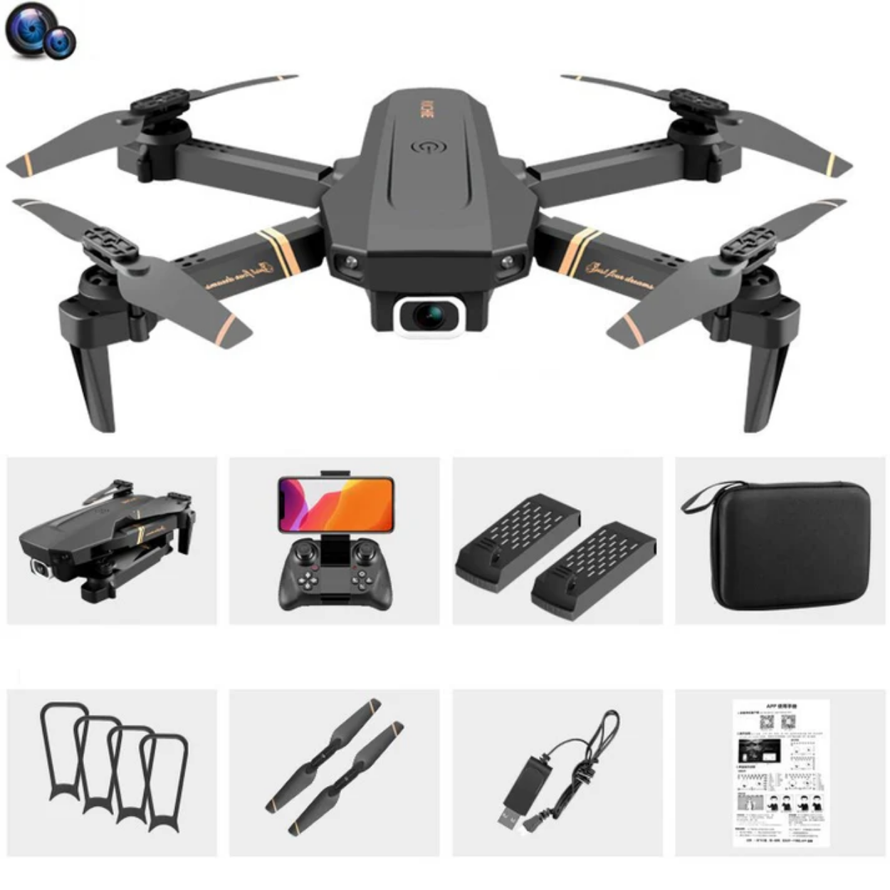 Drone 4K HD WiFi Grand Angle Double Caméra