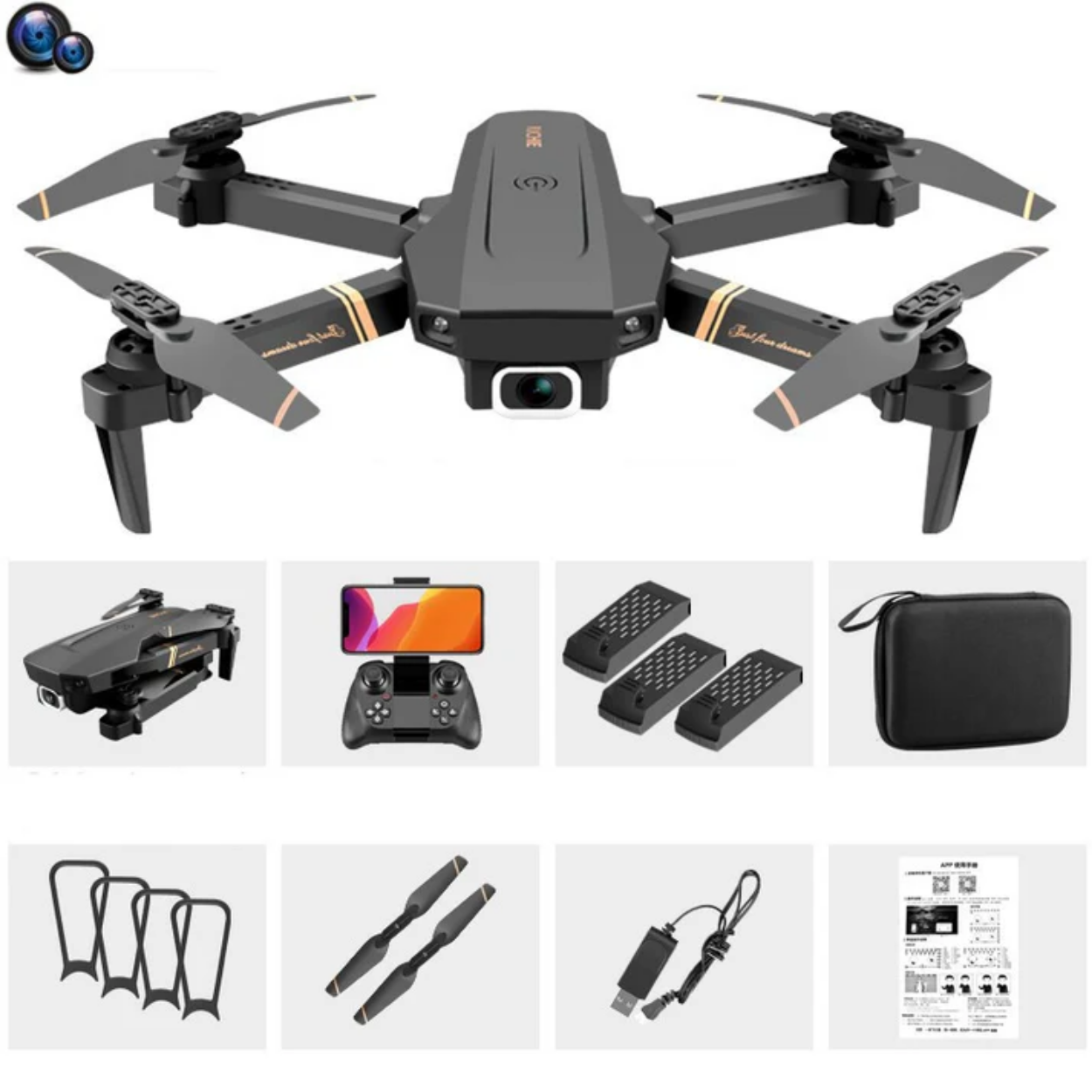 Drone 4K HD WiFi Grand Angle Double Caméra