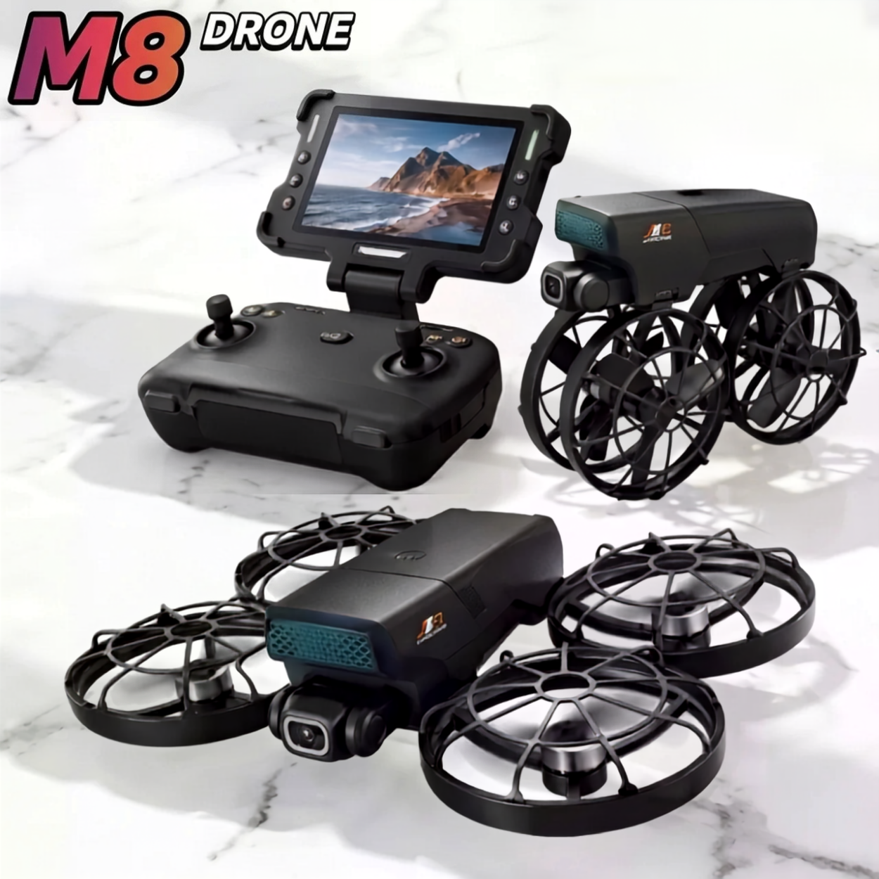 Drone Pliable M8 avec Écran Intégré et Double Caméra HD 8K