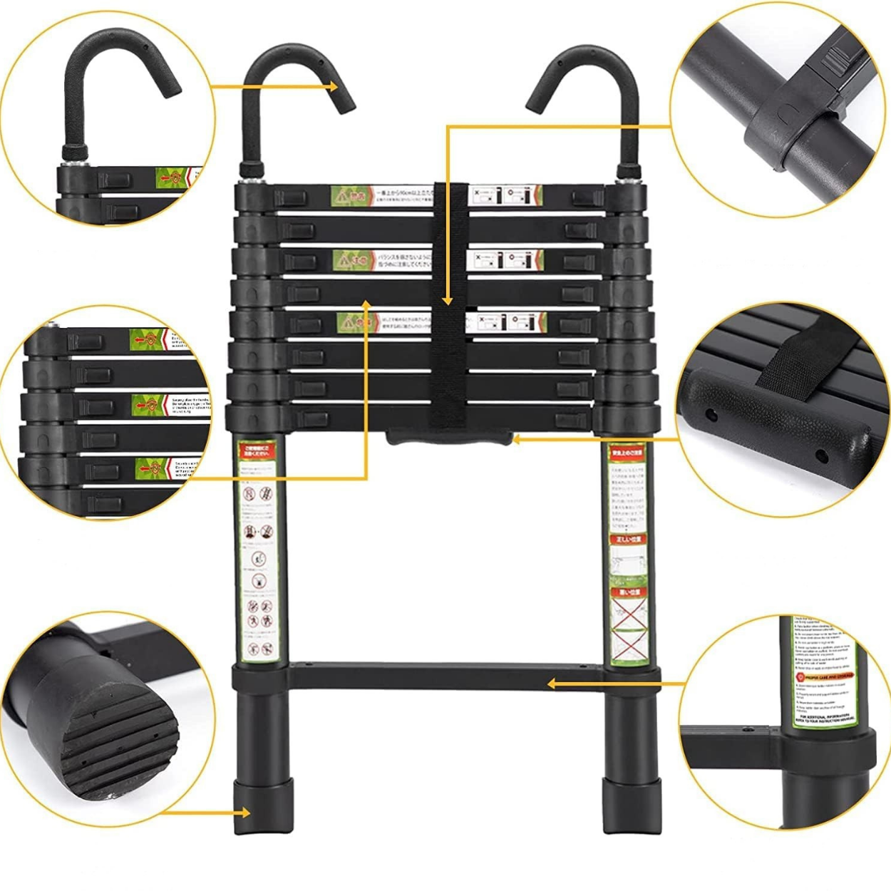 Échelle Télescopique Aluminium 6,2 m Sécurisée