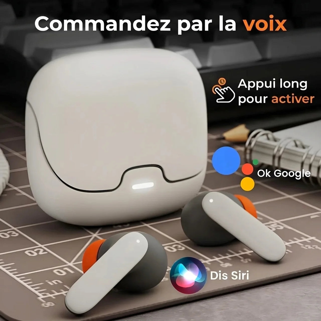 Écouteurs Bluetooth Sans Fil ENC Son HD Mode Gaming 100 Heures d'Autonomie