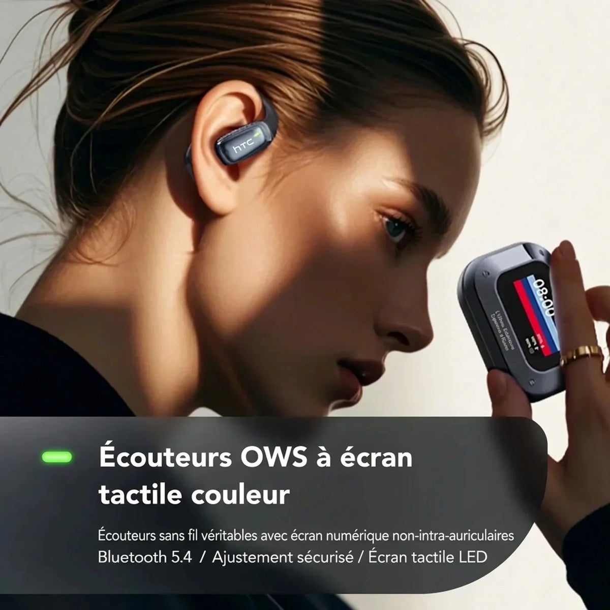 Écouteurs traducteurs IA sans fil avec écran tactile LCD et microphone HD