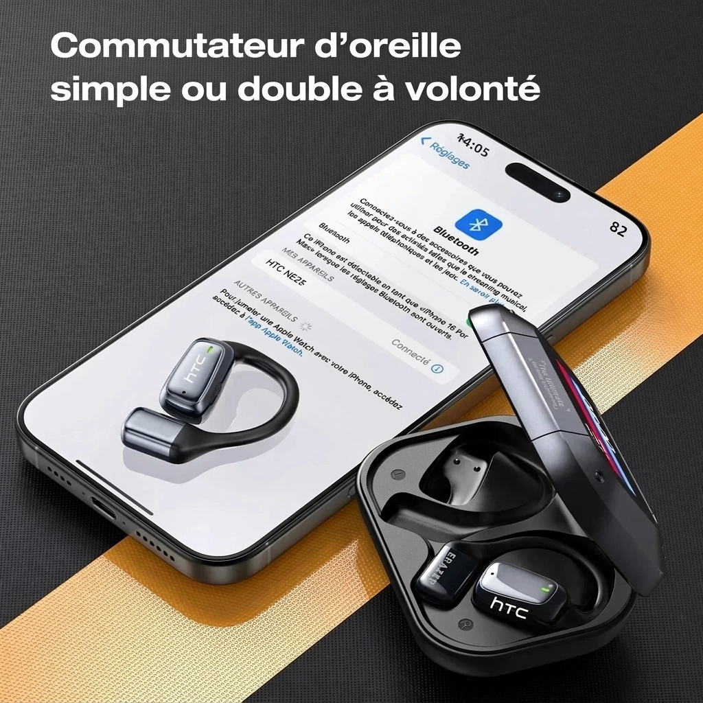 Écouteurs traducteurs IA sans fil avec écran tactile LCD et microphone HD