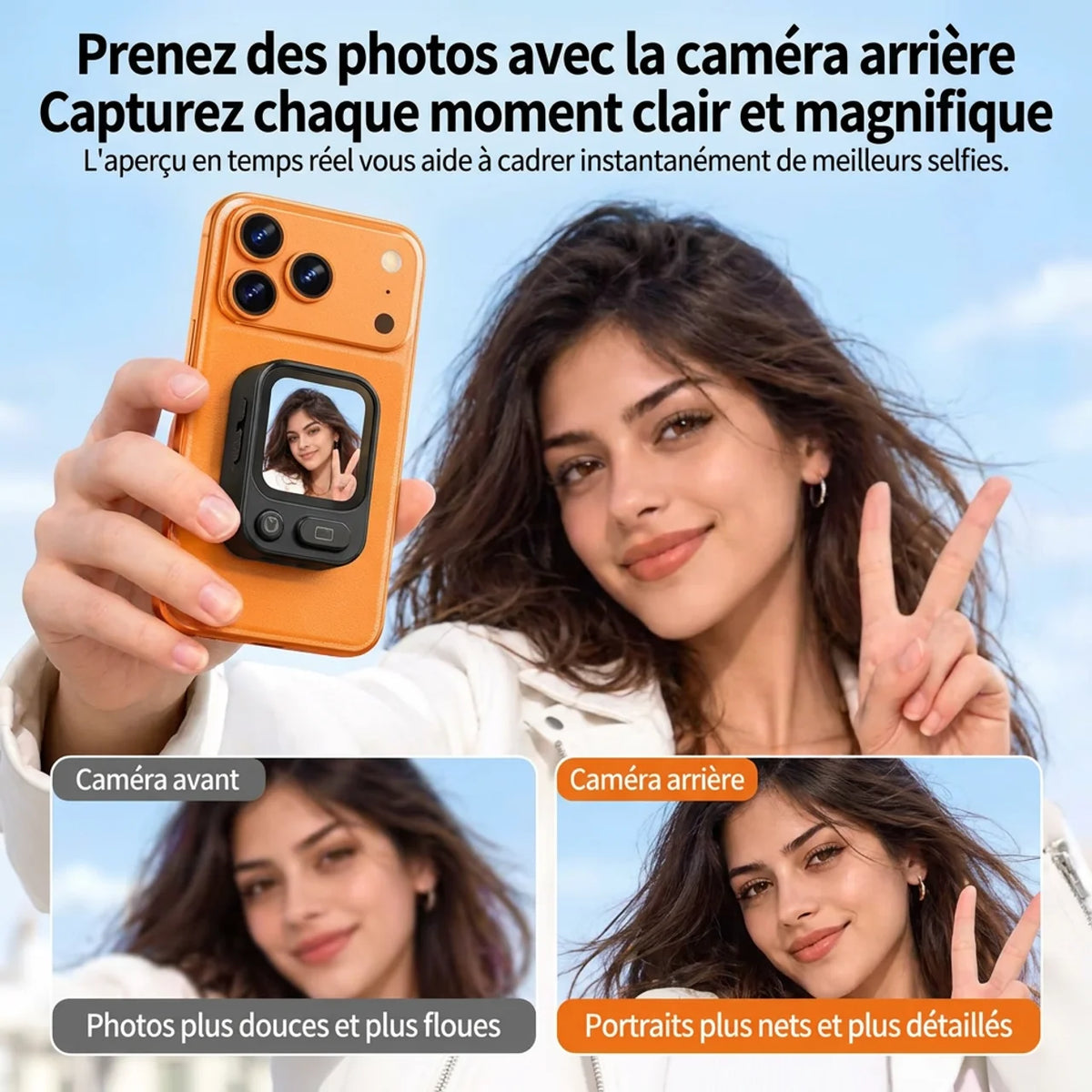 Écran Magnétique Selfie & Vlogging Moniteur Sans Fil Caméra Arrière