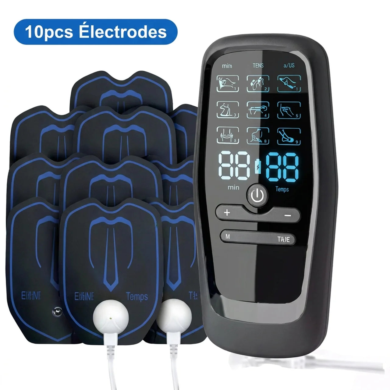 Électrostimulateur EMS TENS Rechargeable 9 Modes 30 Intensités