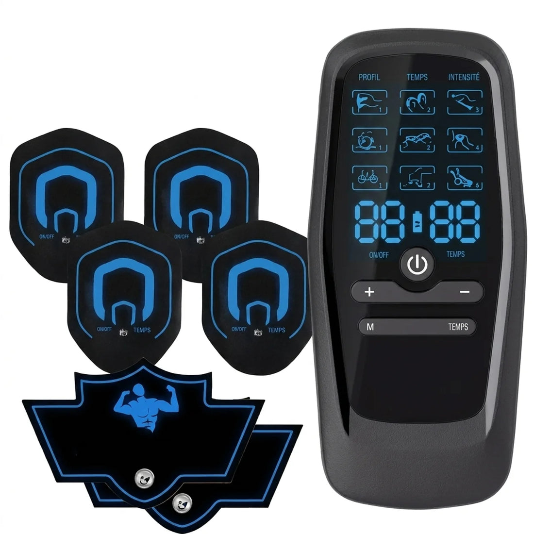 Électrostimulateur EMS TENS Rechargeable 9 Modes 30 Intensités