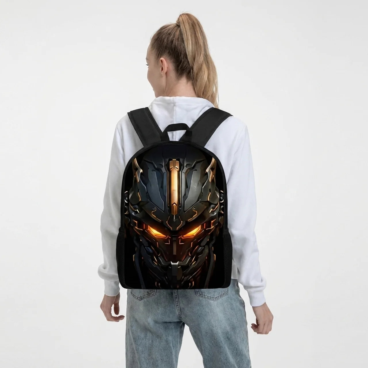 Ensemble 3 Pièces Sac à Dos Robot Mécanique 3D Sac d'École Sac Repas & Trousse