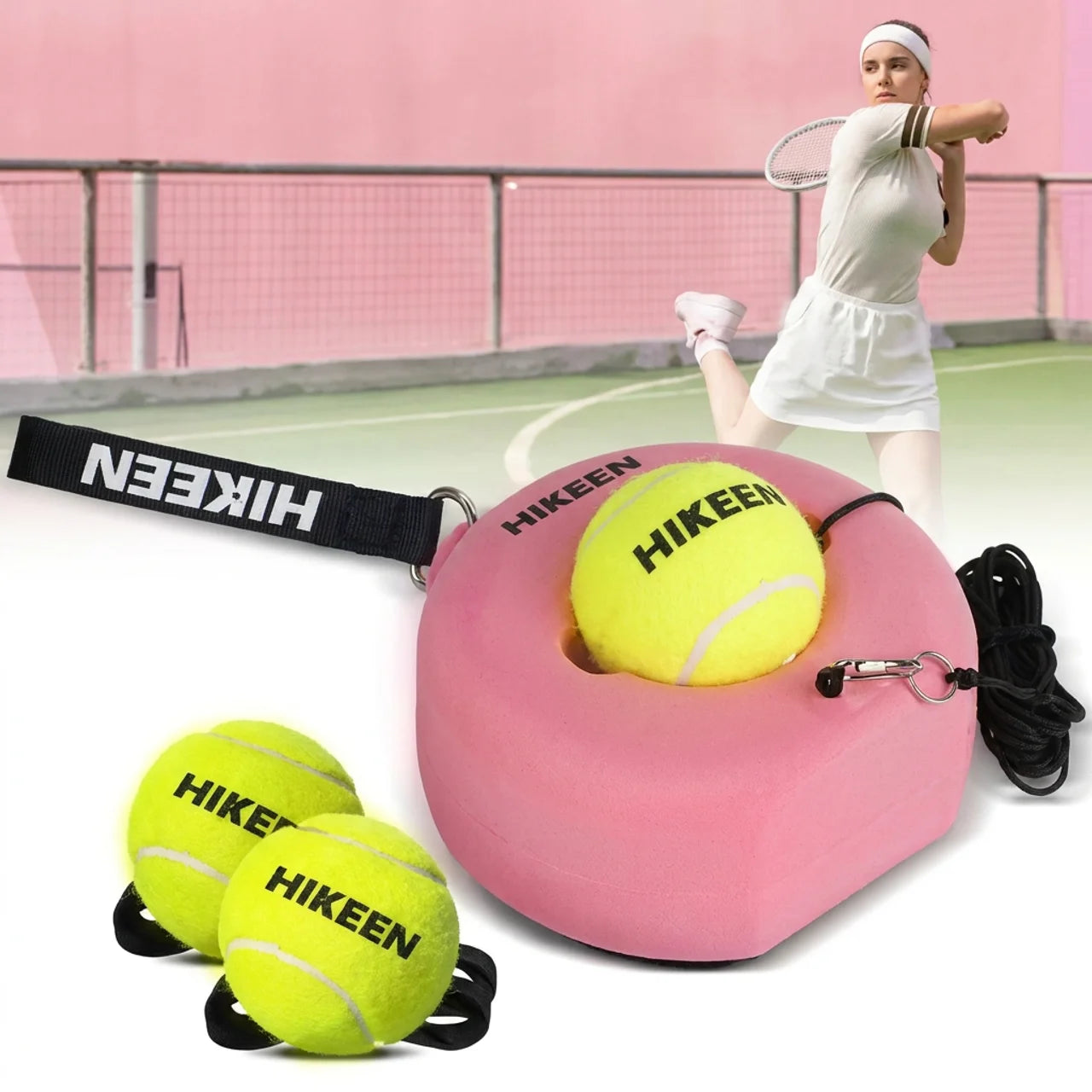 Entraîneur de Tennis Solo avec Balle de Rebond Base Métallique Lourde