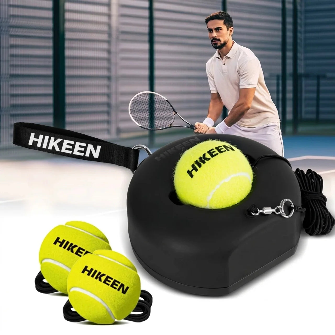 Entraîneur de Tennis Solo avec Balle de Rebond Base Métallique Lourde