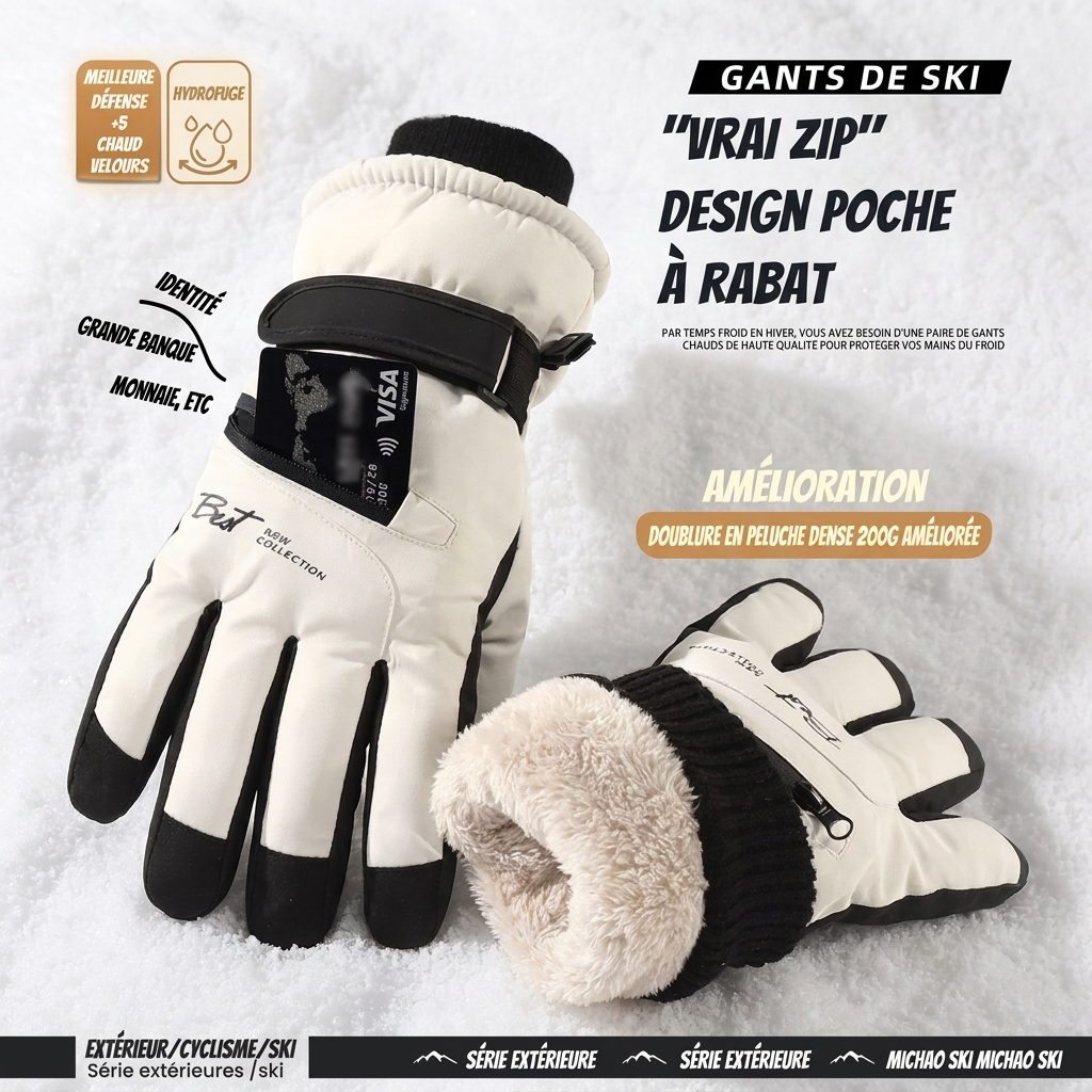 Gants Unisexe Cyclisme Hiver Thermiques Imperméables Écran Tactile