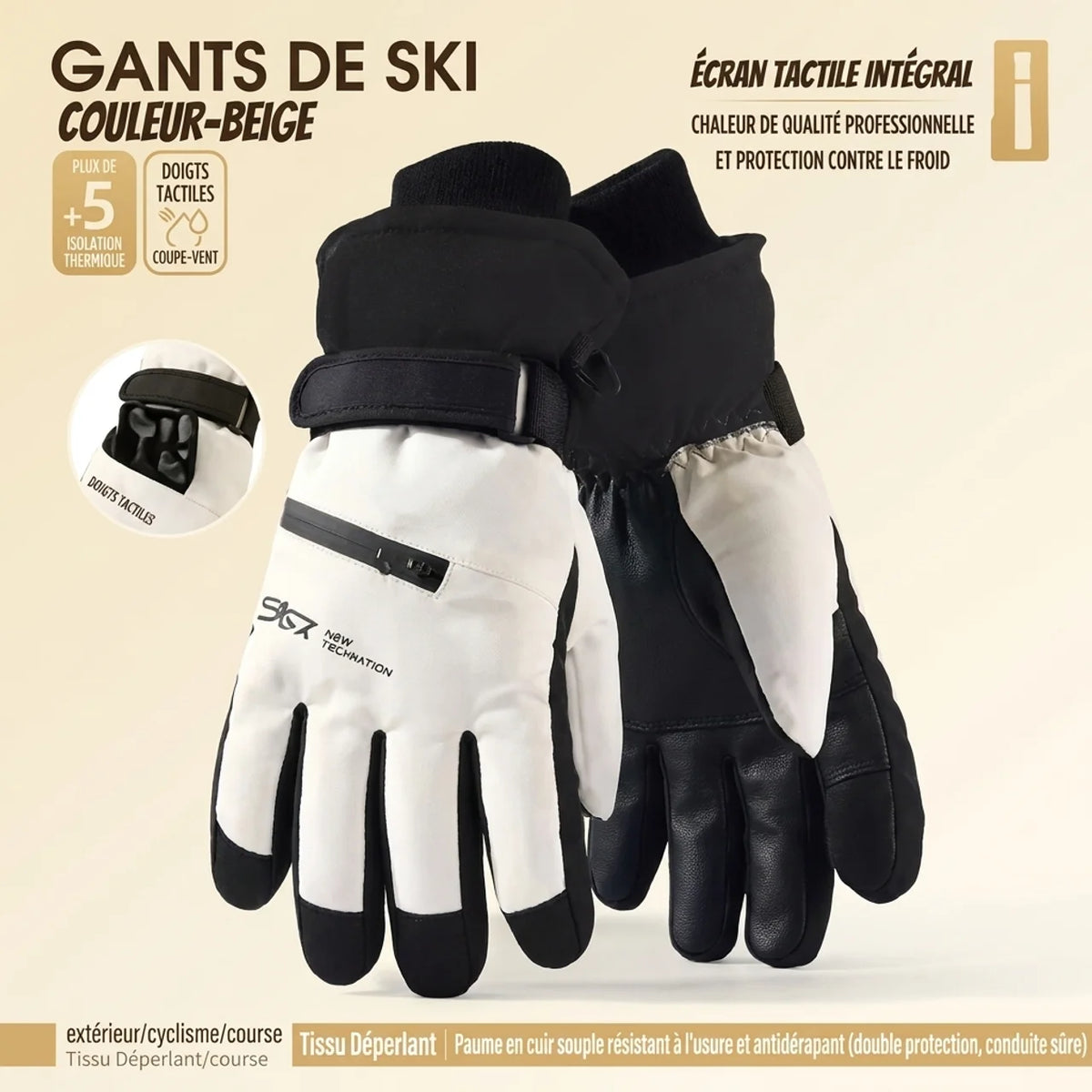 Gants Unisexe Cyclisme Hiver Thermiques Imperméables Écran Tactile
