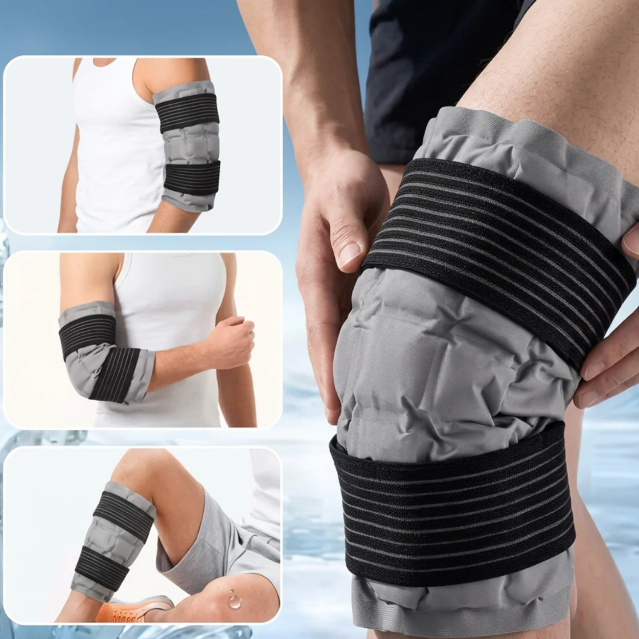 Genouillère à Compresse Chaude et Froide Réutilisable avec Sangles de Compression