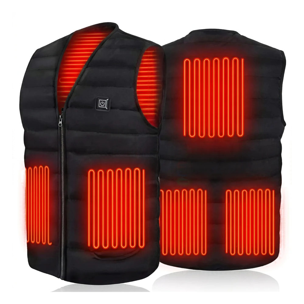 Gilet Chauffant Intelligent USB 5 & 9 Zones Veste Thermique Col V Homme & Femme (M au 6XL)