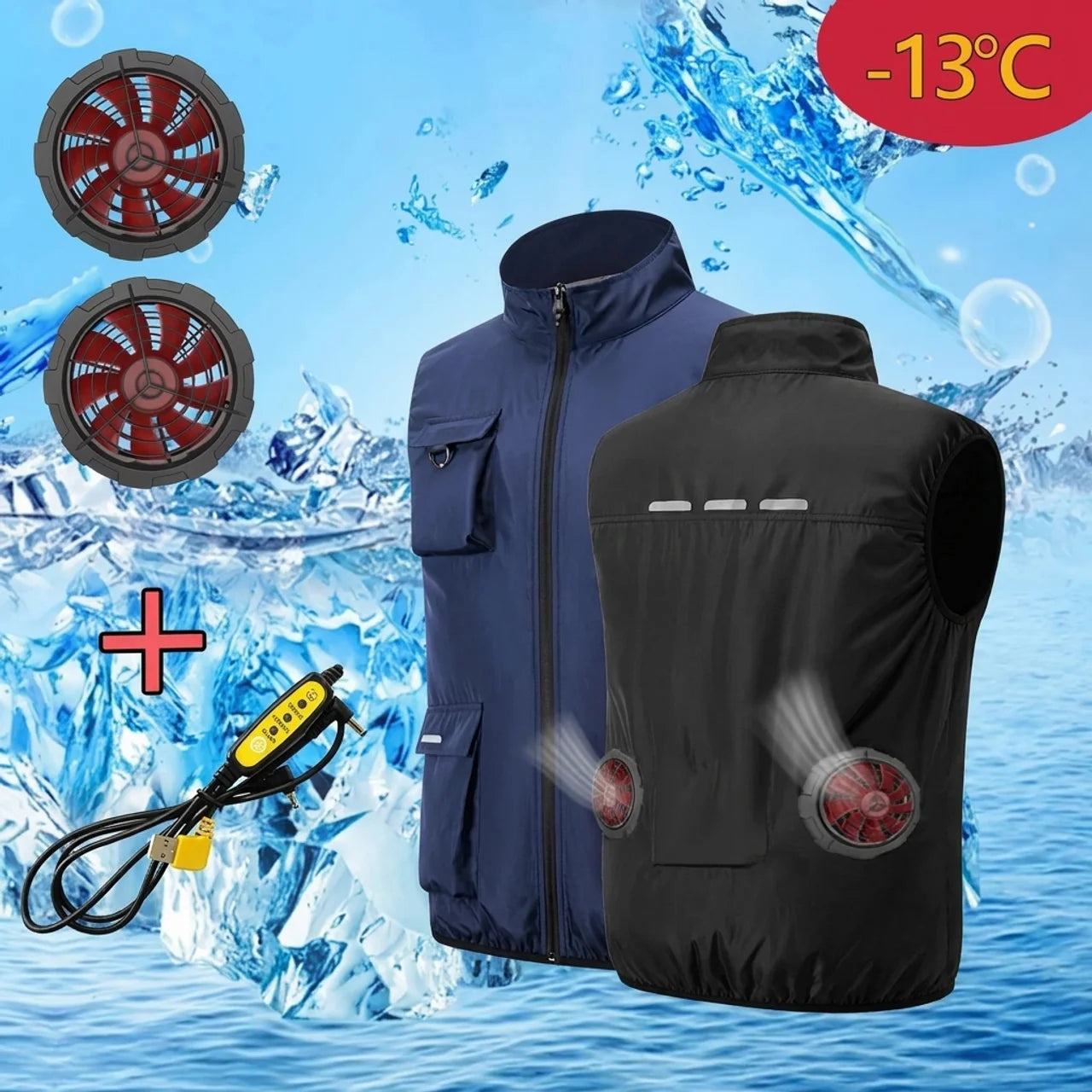 Gilet Ventilé de Travail Réfléchissant Veste de Refroidissement Intelligente Double Ventilateur
