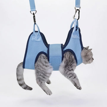 Harnais de toilettage suspendu pour chat Maintien réglable pour soins griffes et toilettage