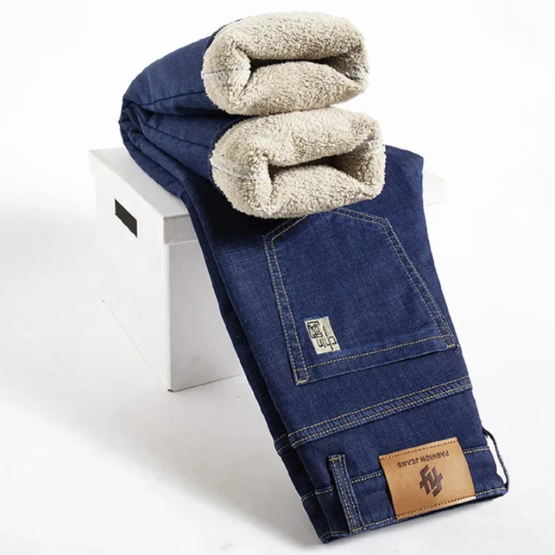 Jean homme doublé polaire hiver Denim chaud et confortable