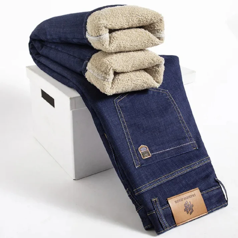 Jean homme doublé polaire hiver Denim chaud et confortable