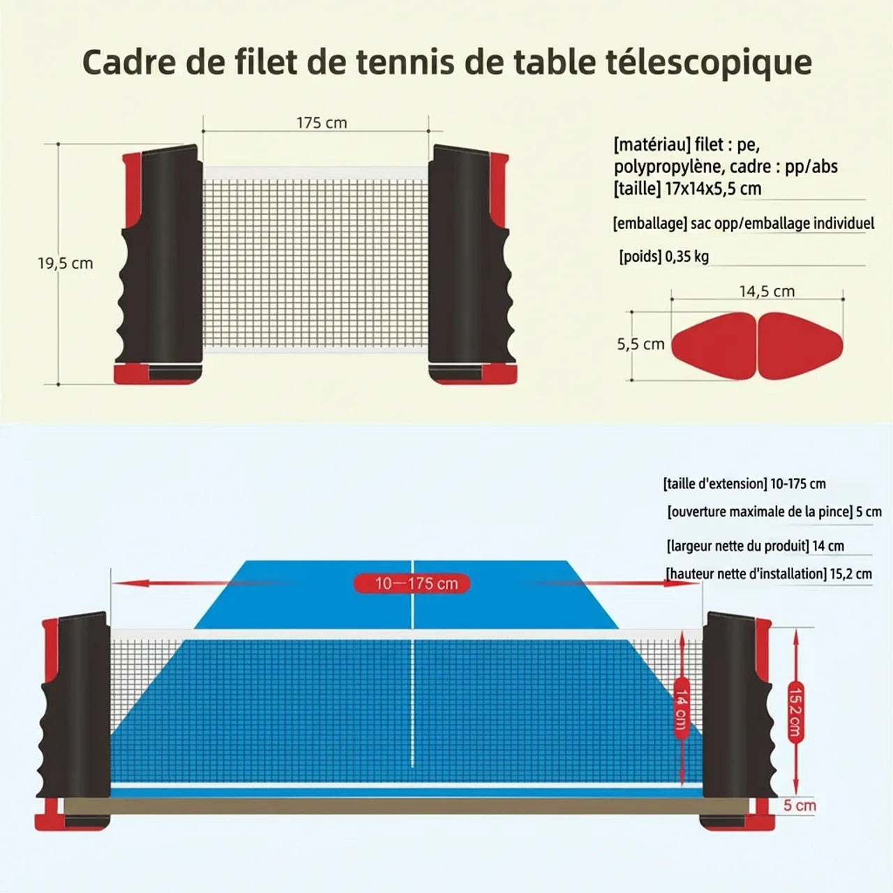 Kit Ping Pong Portable Complet