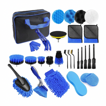 Kit de Nettoyage Voiture Complet Brosses pour Intérieur Jantes & Vitres