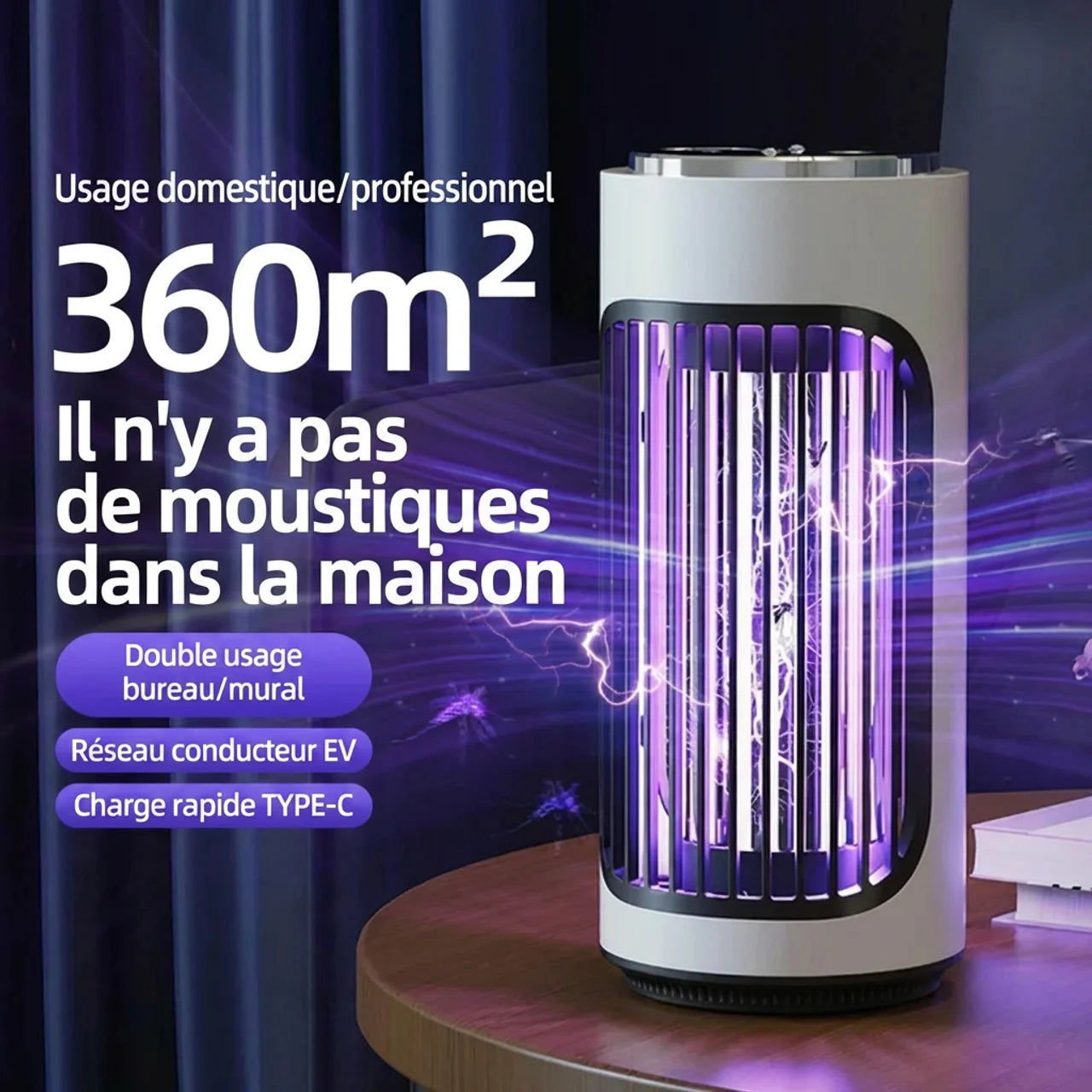 Lampe Anti-Moustiques UV Silencieuse
