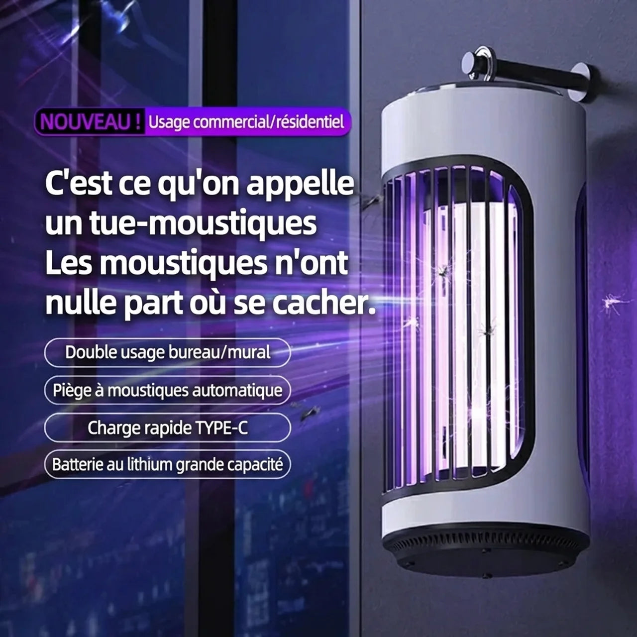 Lampe Anti-Moustiques UV Silencieuse