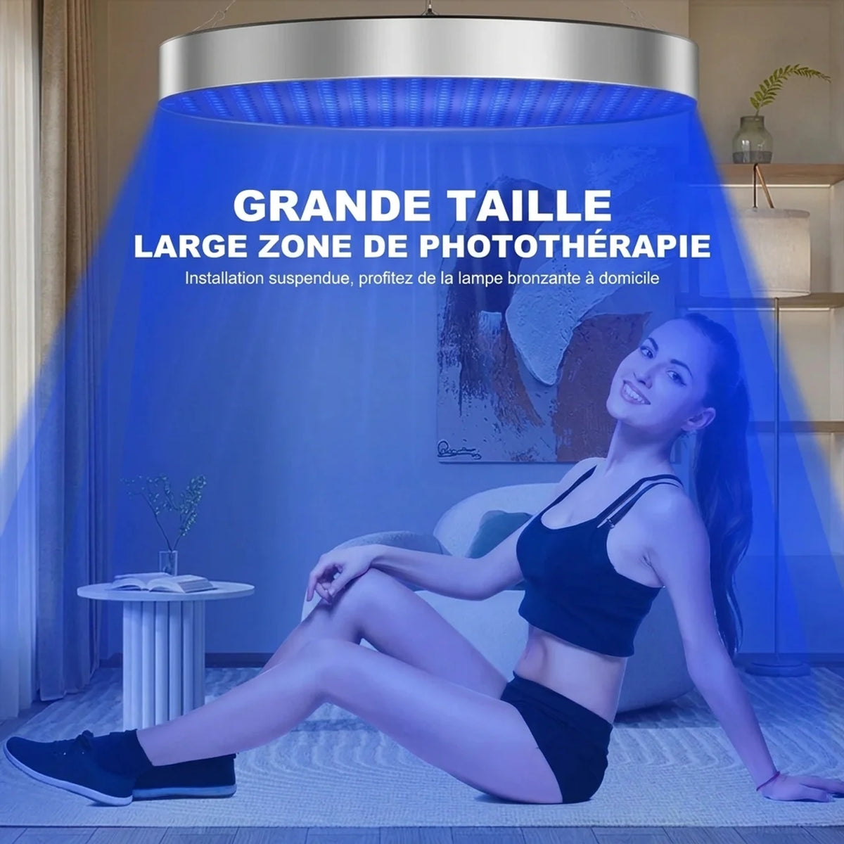 Lampe de Bronzage à Domicile Lumière Bleue 460nm Teint Hâlé Lumineux Lunettes de Protection Incluses