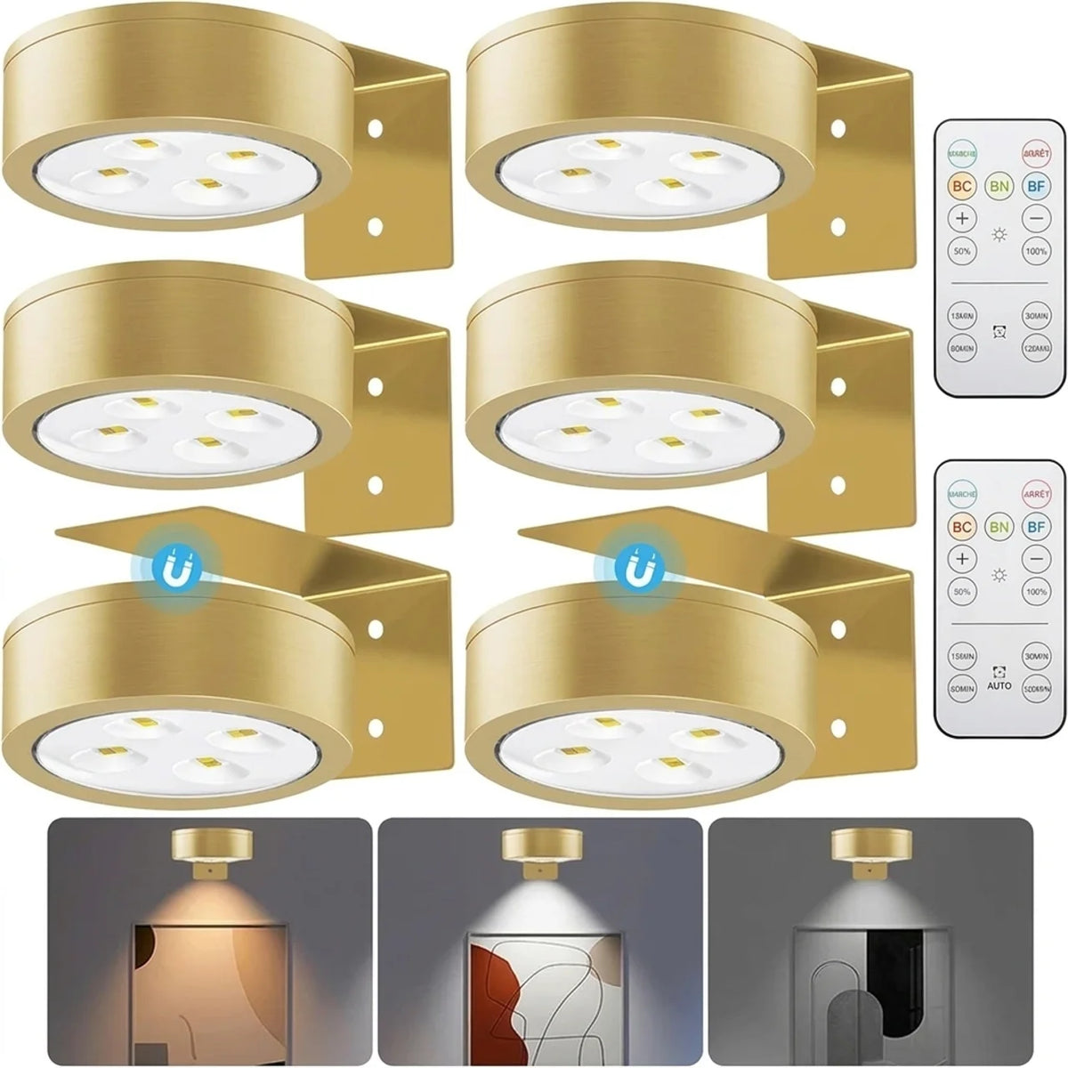 Lampes LED magnétiques pour tableaux avec télécommande variateur et minuterie