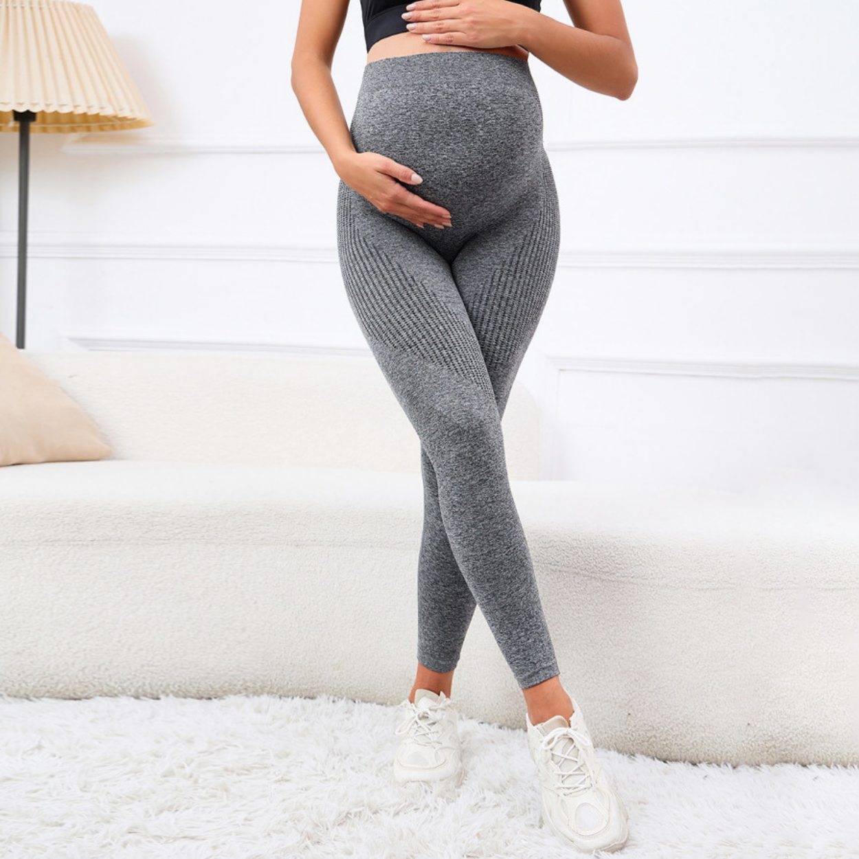 Legging de Grossesse Extensible Soutien du Ventre & Effet Galbant