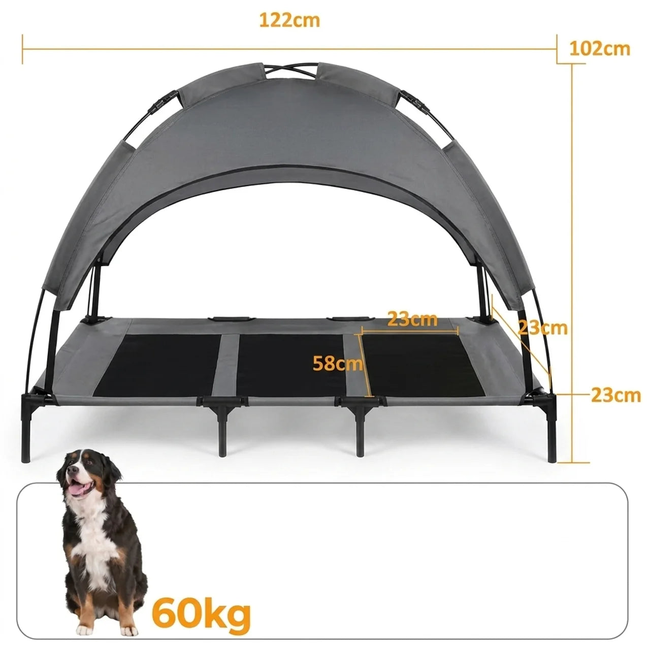 Lit Surélevé pour Chien et Chat avec Auvent Amovible Hamac pour Animaux