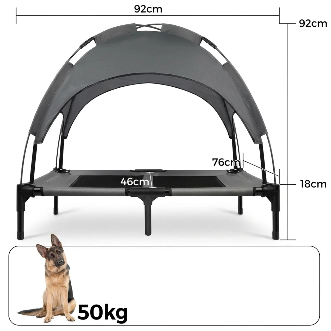 Lit Surélevé pour Chien et Chat avec Auvent Amovible Hamac pour Animaux