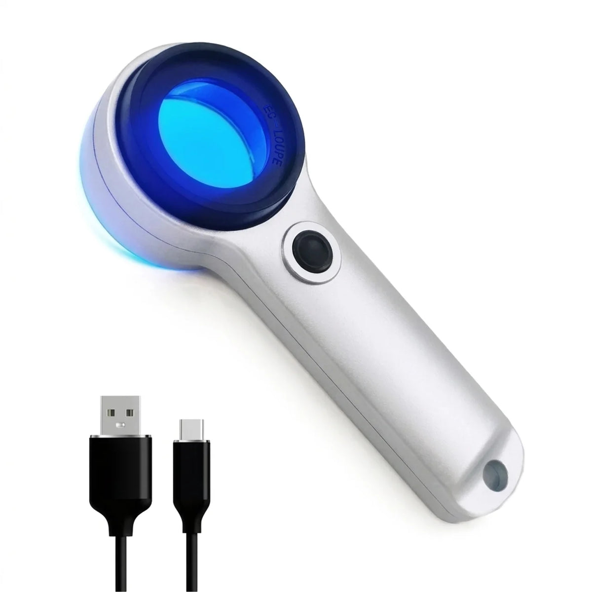Loupe HD grossissement 60X avec éclairage LED et UV rechargeable USB