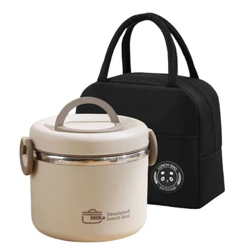 Lunch box isotherme 1,2 L en acier inoxydable 304 à 2 compartiments avec sac