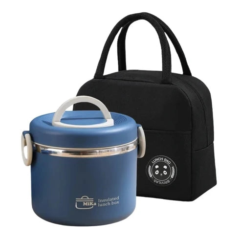 Lunch box isotherme 1,2 L en acier inoxydable 304 à 2 compartiments avec sac