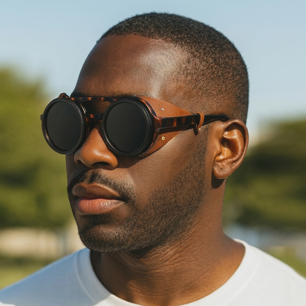 Lunettes de soleil polarisées ND9 réglables UV400 monture ronde rétro en alliage aluminium-magnésium